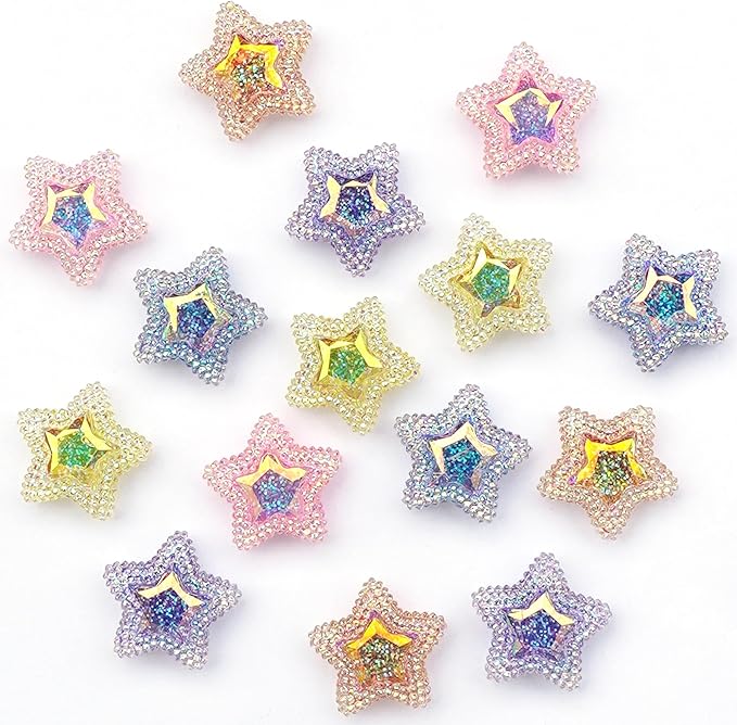KEYDUACU 15Pcs Strong Star Refrigerator Magnet Fridge Sticker,Colorful 3D Craft Decoration Magnet,Strong Fridge Magnets for Kitchen,Office Whiteboard, Cabinet and Dishwasher (Bright Star)