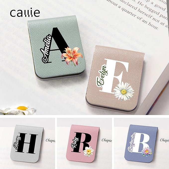 callie Personalized Magnetic Bookmark Clip - Custom Name & Birth Flower, Magnet Book Marks for Reading, Gifts for Book Lovers Women Men