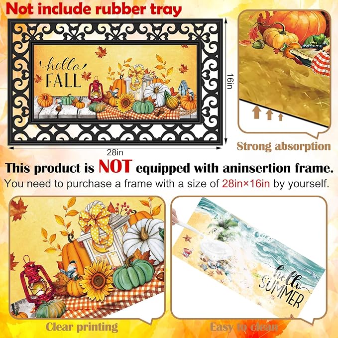 Nuanchu 12 Pcs Seasonal Door Mat Interchangeable Doormat Inserts Entrance Welcome Mats 22 x 10 Inches Non Slip Mats Gifts for Front Door Christmas Thanksgiving Decoration (No Frame)(Retro)