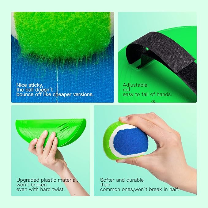 EVERICH TOY Toss and Catch Ball Set & Paddle Ball, Outdoor Games for Kids Toys, Christmas Family Games, Beach Pool Camping Yard Game Outside Toys, Gifts for Boys Girls 3 4 5 6 7 8 9 10 11 12 Years Old