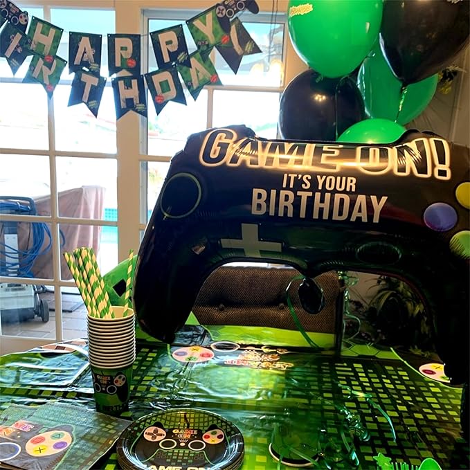 5 Pieces Video Game Party Balloons, Giant Video Game Controller Mylar Foil Balloons Game on Balloons for Kids Boys Gaming Theme Birthday Party Video Game Baby Shower Decorations Supplies