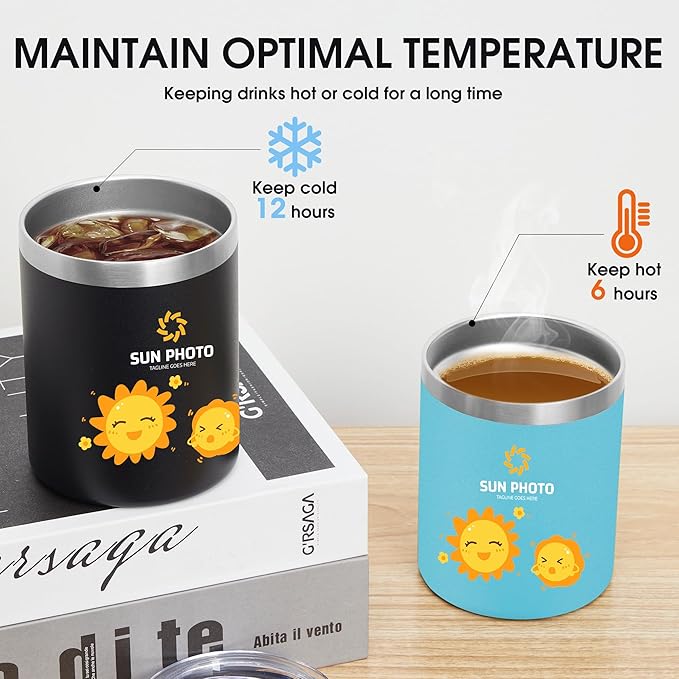 Personalized Custom Tumbler Print in USA 12oz 50Pcs Stainless Steel Travel Coffee Cup with Lid & Straw Double Wall Insulated Mug With Colorful Text Logo Photo