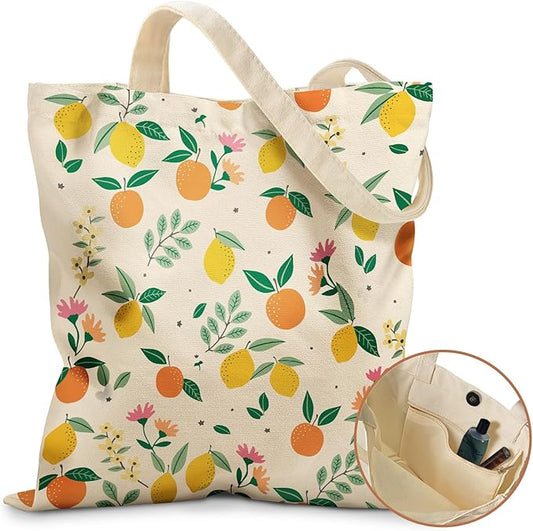 Miss Adola Aesthetic Tote Bag for Girls - with Magnetic Buckle and Zipper Inner Pocket for Women Lady Canvas Cotton Tote Bag