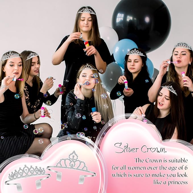 Lyrow 30 Pcs Tiara Crowns for Women Bulk Galentines Day Party Favors Crystal Queen Crowns with Comb Headband Princess Tiaras for Birthday Wedding Halloween Christmas(Silver)