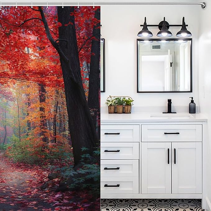 Thanksgiving Fall Maple Shower Curtain Waterproof Washable Fabric Bathroom Shower Curtains for Bathroom Decorations Home Indoor Decor 64x72Inch