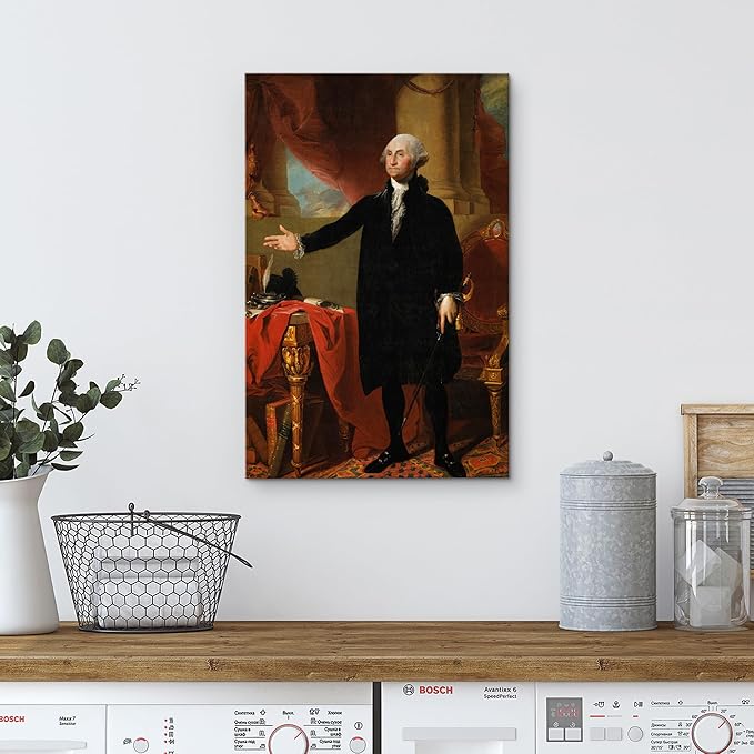 wall26 Canvas Print Wall Art Portrait of George Washington in Office People Pop Culture Historical Realism Famous Closeup Colorful Multicolor Classical for Living Room, Bedroom, Office - 12"x18"