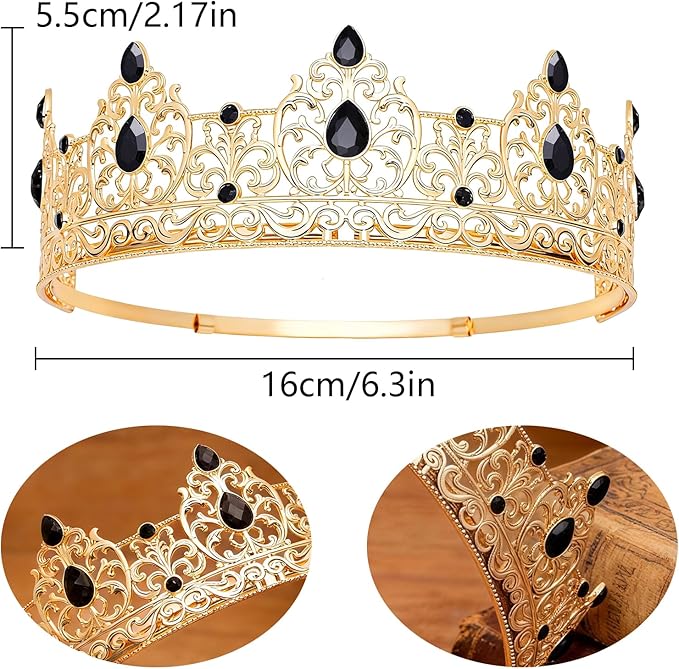 King Crown & Birthday Sash for Birthday Prom Party, Prom Decoration Gifts for Men, Costume Wedding Halloween