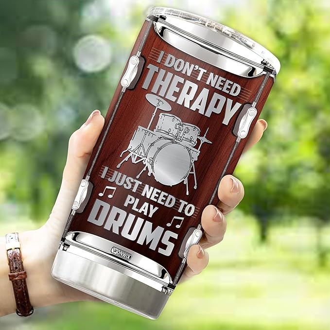 Drummer Gifts for Men Women Tumbler Drum Coffee Travel Mug Cup Water Bottle Gift for Him Her Husband Dad Drummers Musician Birthday Christmas 20oz Stainless Steel Insulated
