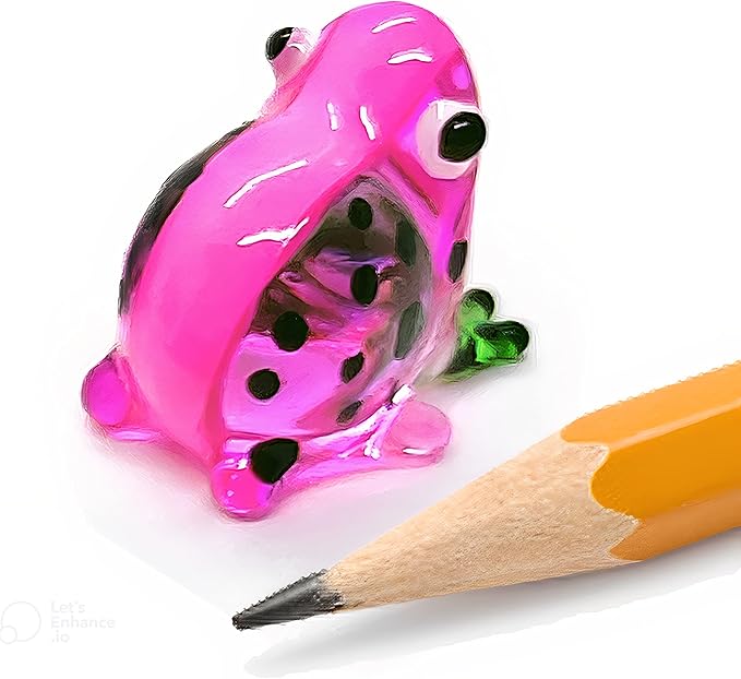 WitnyStore Tiny ¾ Inch Pink Black Dotted Short Face Frog Figurine - Miniature Hand Blown Glass Poison Dart Frogs Amphibian Animals Colorful Small Crystal Decorative Collectible Figures Décor Gifts