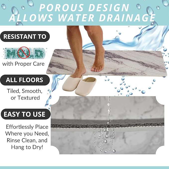 Non Slip Bathtub Mat Shower Mat for Tub - Loofah Bath Mats for Bathroom - 40x16 Bathtub Floor Mat - Textured Anti Slip Bath Mat Without Suction Cups - Secure Mat for Wet Areas (40x16 Marble Gray)