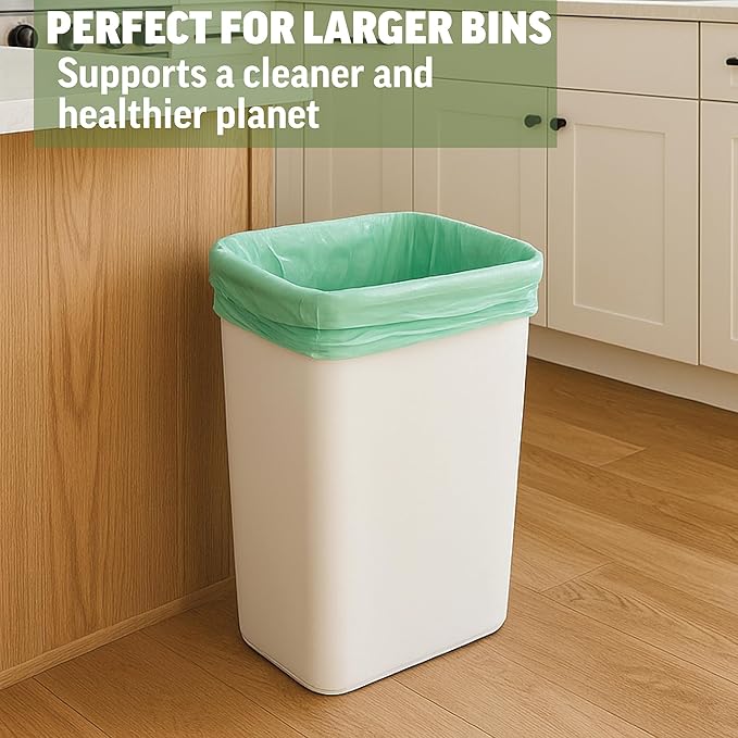 Zenlogy Compostable 10-15 Gallon Garbage Bag, Heavy Duty Eco Friendly Tall Trash Bags, Biodegradable Waste Basket Bin Liner Sack for Kitchen, 60 Count