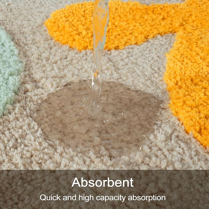 Uphome Bathroom Runner Rug Colorful Abstract Coral Long Bath Mat Non Slip Water Absorbent Boho Bath Rug Soft Microfiber Machine Washable Floor Mats for Tub Bathroom Indoor Doormat,18"x47"