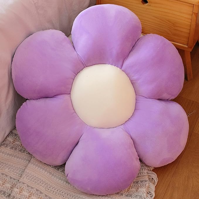 20” Purple Flower Pillow Flower Shaped Throw Pillow Colorful Cute Daisy Flower Pillows Seating Cushions for Adults Kids Throw Pillows Couch Decor