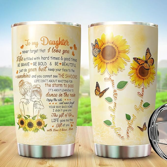 Daughter Tumbler - Gifts for Daughter from Mom, Mothers - Gifts for Daughter on Mothers Day, Christmas - Daughter Cup - To My Daughter Mug - Mother Daughter Tumbler - Tumbler 20 Oz