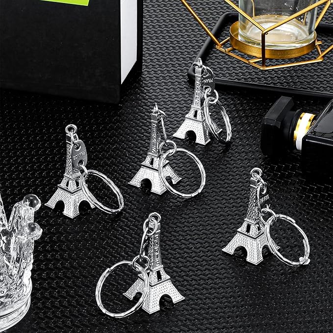 Junkin 30 Pieces Eiffel Tower Keychain Retro Decorations Purse Charms Statue Model Prom Keychain French Souvenirs