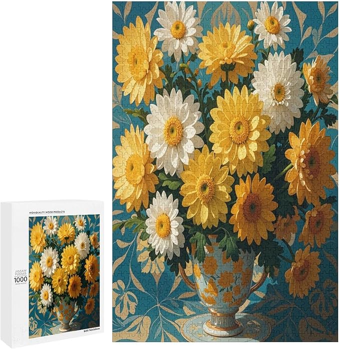Jigsaw Puzzles for Adults 1000 Piece - Chrysanthemum Themed Wooden Puzzles，Puzzle Games Challenge Puzzles，Educational Games，Family Puzzles，Unique Gifts for Wall Art