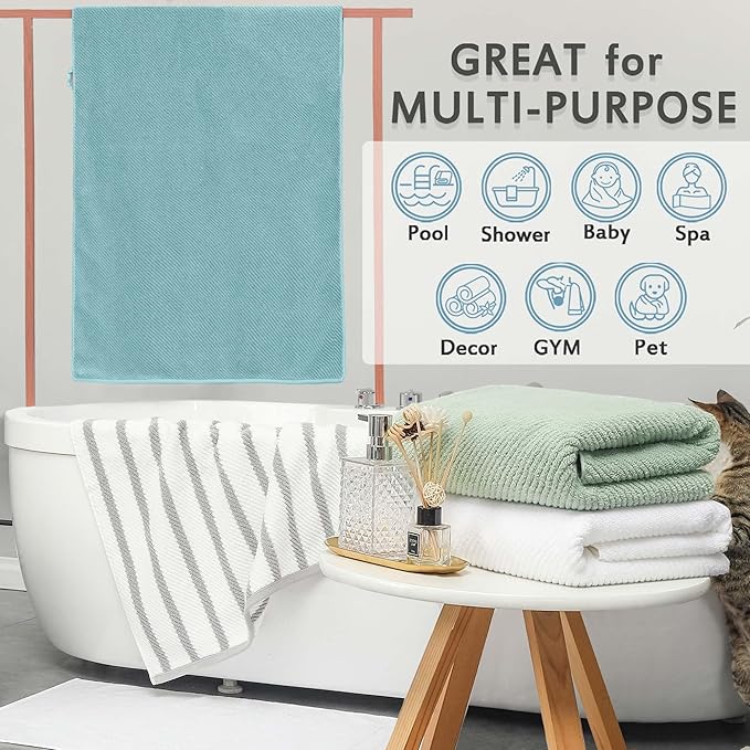 VOOVA & MOVAS Bath Towels Set of 4, Large 30" x 56" - 100% Cotton | Quick Dry | Light Weight | Thick | Soft | Absorbent, Towel Set for Bathroom, Bathroom Essentials, Dark Beige