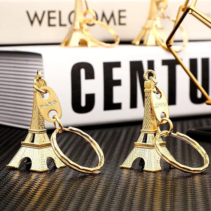 Junkin 30 Pieces Eiffel Tower Keychain Retro Decorations Purse Charms Statue Model Prom Keychain French Souvenirs