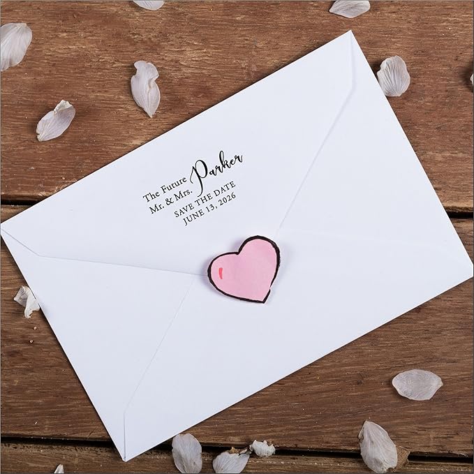 Future Mr. and Mrs. Custom Self Ink Wedding Return Address Stamp - Black Ink