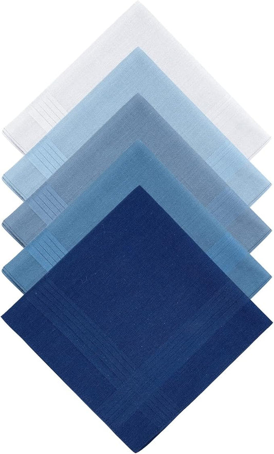 Selected Hanky 100% Pure Cotton Handkerchiefs with Stiching Assorted Color, 5 Colors