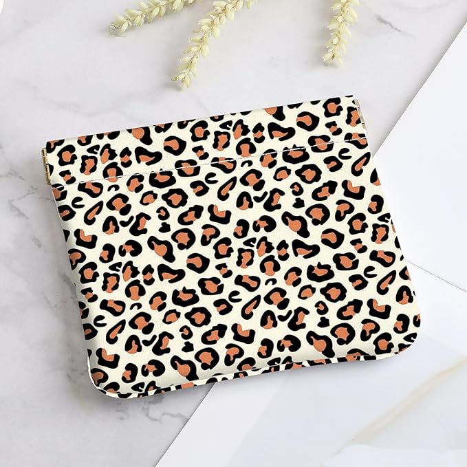 2Pcs PU Leather Small Squeeze Coin Purse Pouch Mini coin Bag Unique And Cute Wallet Cosmetic Bags Change Bag For Women Girls Men （Leopard Print D