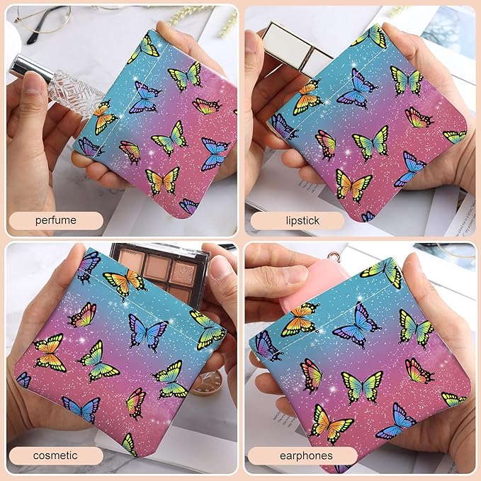 2Pcs PU Leather Small Squeeze Coin Purse Pouch Mini coin Bag Unique And Cute Wallet Cosmetic Bags Change Bag For Women Girls Men （Butterfly L