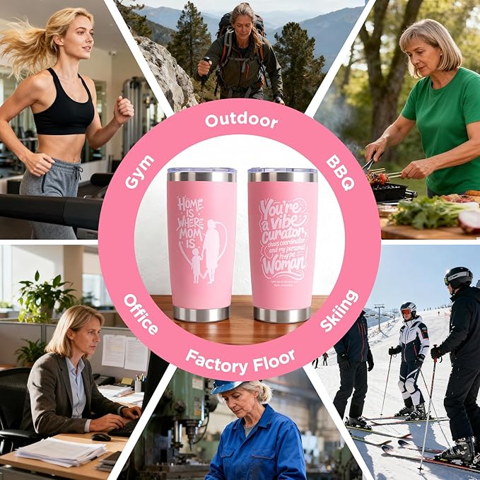 Birthday Gifts for Mom and Best Mom Ever, Personalized Tumbler Engraved Merry Chrismas Present for Her,Women, Wife, Daughter, Sister - Thoughtful Gift Basket for Mothers Day,Pink