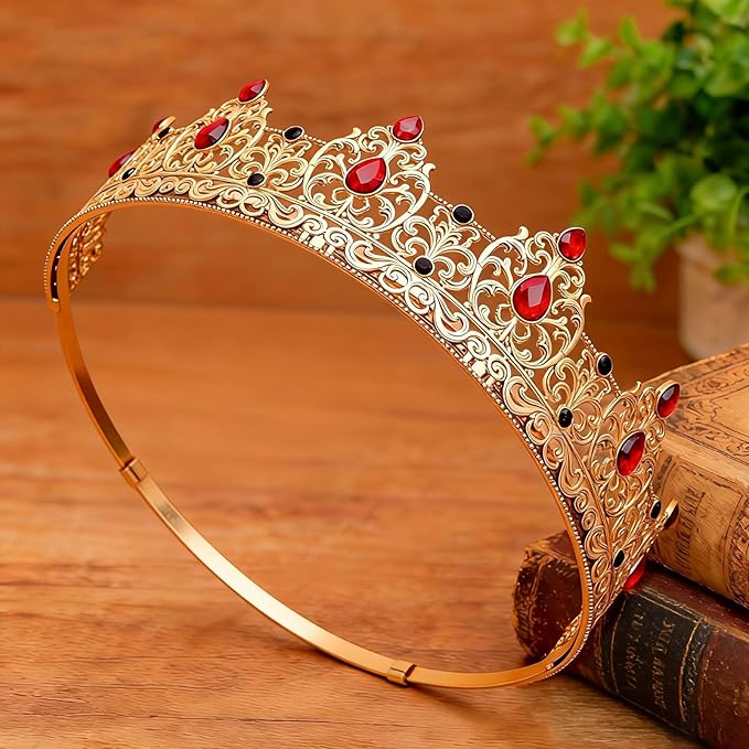 King Crown & Birthday Sash for Birthday Prom Party, Prom Decoration Gifts for Men, Costume Wedding Halloween