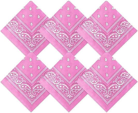 Blulu 6 Pcs Neon Color Cowboy Bandanas for Men Women Assorted Paisley Pattern Handkerchiefs 22 x 22 Inch Kids Headwrap Scarfs