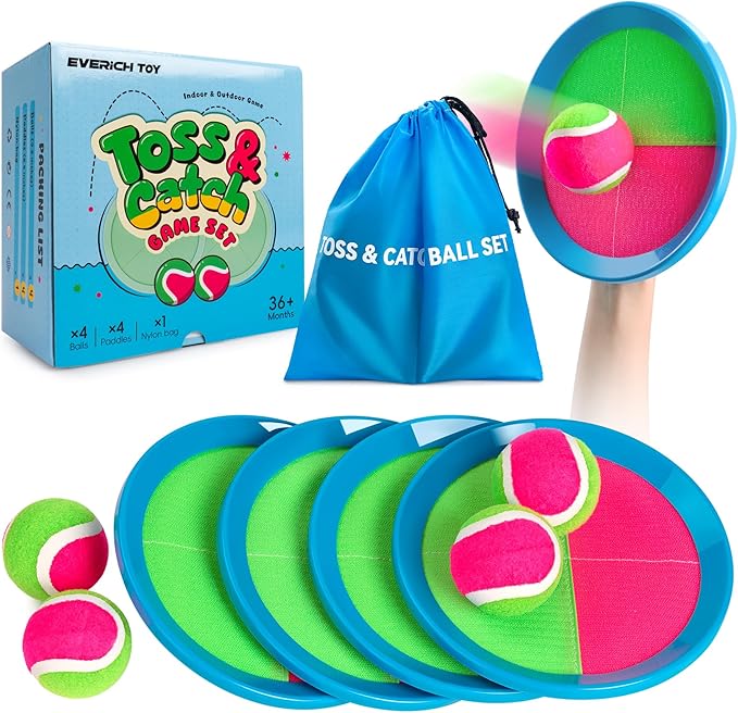 EVERICH TOY Upgraded Toss and Catch Ball Game Set, Outdoor Games for Kids Toys, Stocking Stuffers for Family Games, Beach Pool Yard Christmas Toys Birthday Gifts for Boys Girls 3 4 5 6 7 8-12 Year Old