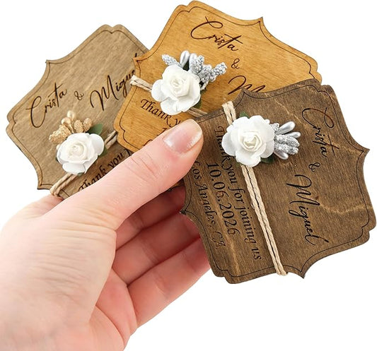 Wooden Wedding Favors Magnet for Guests Bulk - Wedding Favor Magnet - Wedding Favors and Party Magnets - Pack of 10-300 Birthday and Party Magnets - Wedding Favors