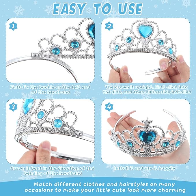 Bonuci 60 Pack Kids Tiara Crown Set Dress up Costume Party Accessories Princess Crown with Heart Stones Plastic Headband for Little Girls Women Toddler Birthday Valentine Favors