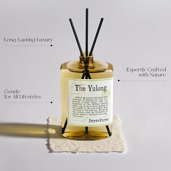 The Yulong Scent Reed Diffuser Refill Set 13.53 fl oz with 6 Sticks, 【Comfortable to Breathe】 Luxury Natural Long Lasting Home Fragrance Oil Air Freshener for Living Room and Office