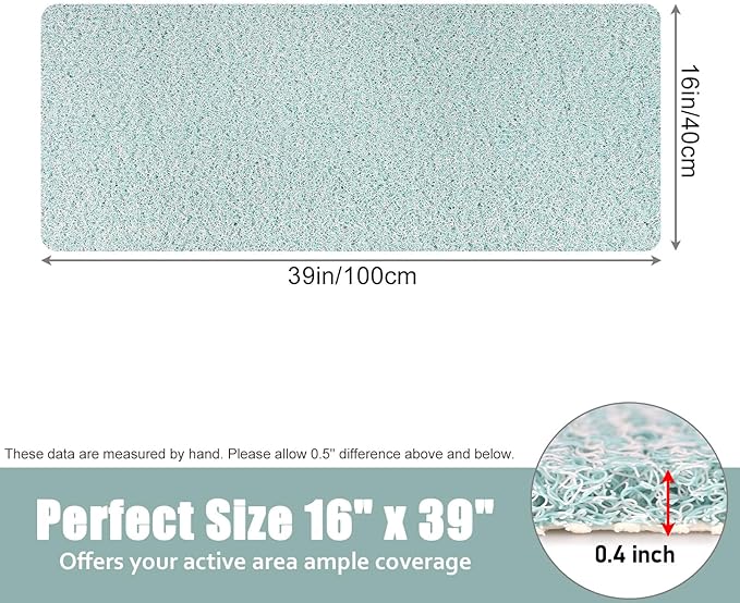 Bathtub Mat Shower Mat Non-Slip - 16x39 Inch Soft Comfort Bath Mat with Drainage Holes, PVC Loofah Massage Bathmat for Shower, Tub, Bathroom, Wet Areas, Quick Drying