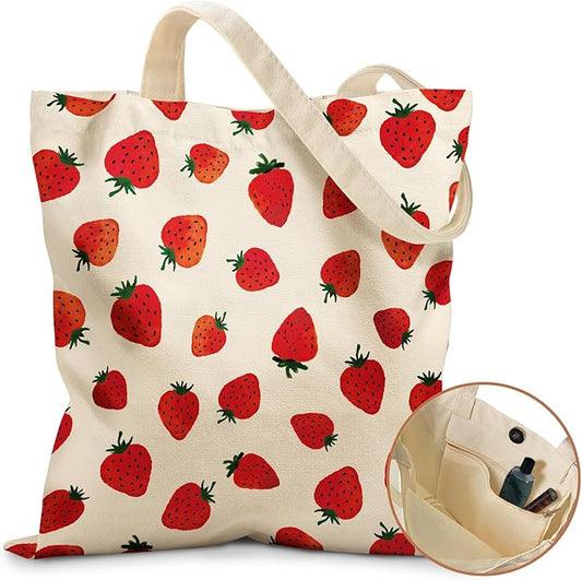 Miss Adola Aesthetic Tote Bag for Girls - with Magnetic Buckle and Zipper Inner Pocket for Women Lady Canvas Cotton Tote Bag