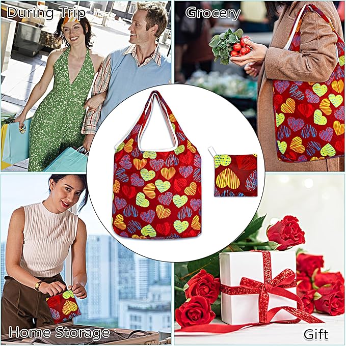 LOLOMLO 6 Pack Eco-Friendly Reusable Grocery Bags Lightweight Durable Washable Shopping Tote Foldable Outings Storage Pouch
