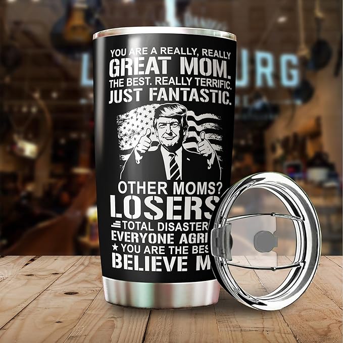 Mom Tumbler - Mom Cup - Gifts for Mom on Mothers Day, Christmas, Birthday - Mom Coffee Mug - #1 Mom Tumbler - Mommy Cup - Gifts for Mom from Daughter, Son - Mom Nutrition Facts Tumbler