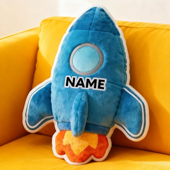 Personalized Rocket Shaped Pillow, Custom Name Plush Stuffed Pillows, Suitable for Beds, Sofas, Bedrooms, Living Rooms Custom Decorative Cushion Gifts for Birthday and Anniversary