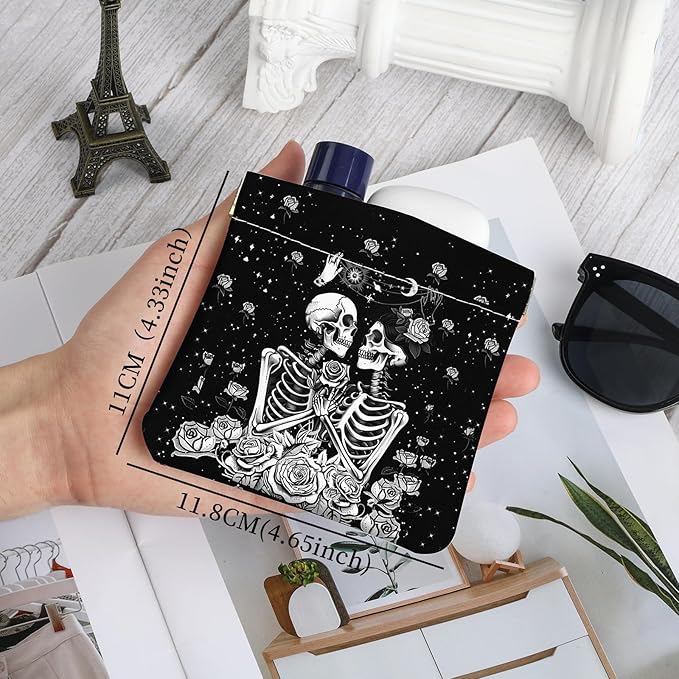 2Pcs PU Leather Small Squeeze Coin Purse Pouch Mini coin Bag Unique And Cute Wallet Cosmetic Bags Change Bag For Women Girls Men （skull 2
