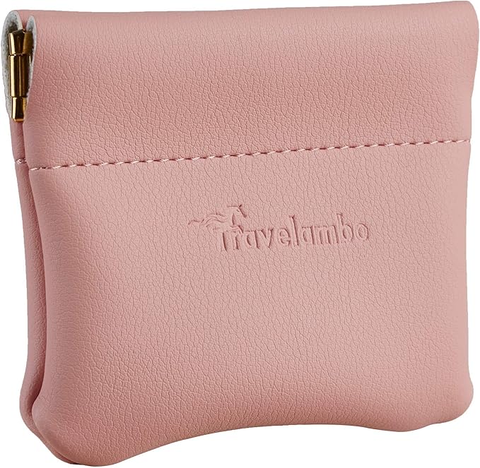 Travelambo Leather Squeeze Coin Purse Pouch Change Holder For Men & Women