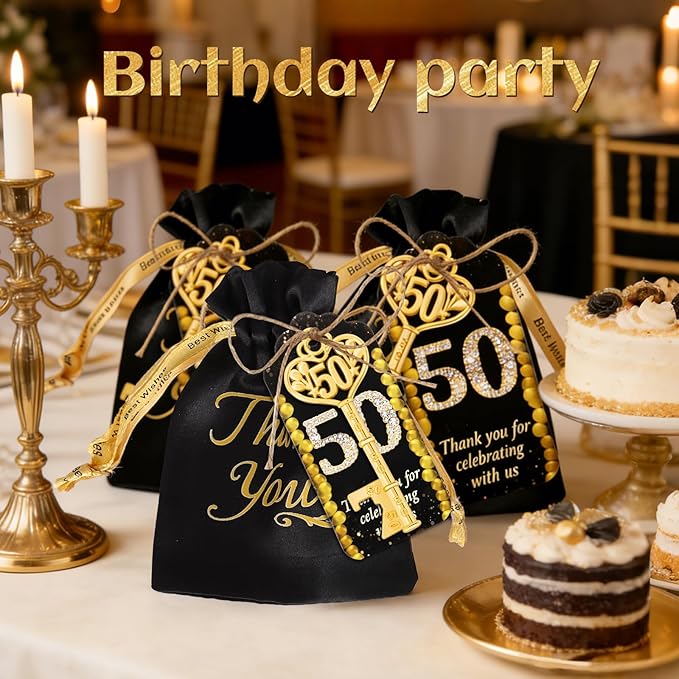 50Pcs 50th Gold Key Bottle Opener 50th Birthday Party Favors, 50th Anniversary Souvenirs Return Gifts 50th Key Beer Bottle Opener With Thank You Cards For Party Birthday Wedding Shower (50)
