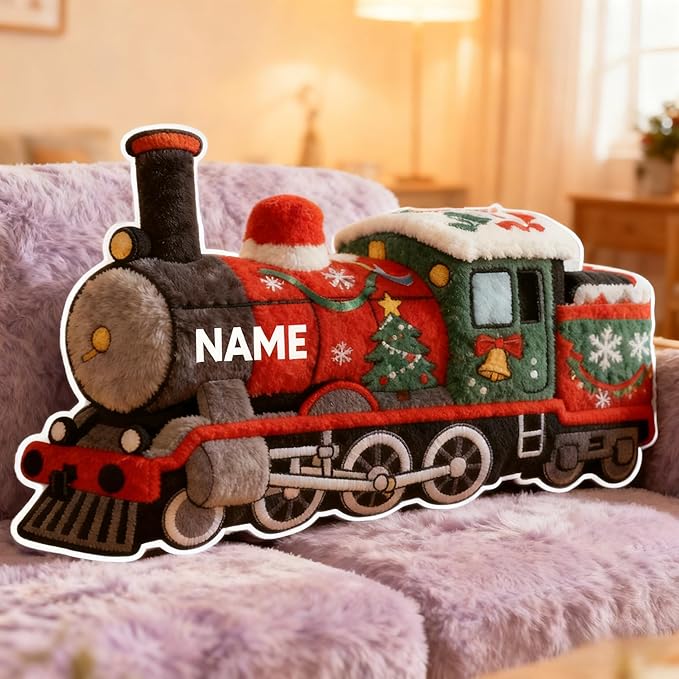 Personalized Train Shaped Pillow, Custom Name Plush Stuffed Pillows, Suitable for Beds, Sofas, Bedrooms, Living Rooms Custom Decorative Cushion Gifts for Birthday and Anniversary