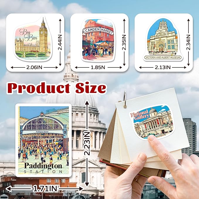 200 PCS London Stickers, British Travel Stickers for Laptop Water Bottle Scrapbook Journal, Vinyl London Travel Souvenirs Decals for Women Men Adults