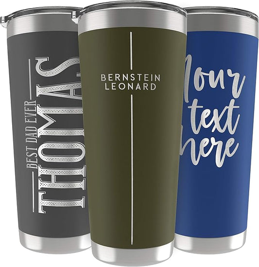 Personalized Gifts For Men - 30 Oz. Custom Tumblers w/Lid, Army - Insulated Travel Coffee Mugs - Optional Straw Set, Stainless Steel Double Wall Coffee Tumbler, Personalized Cups