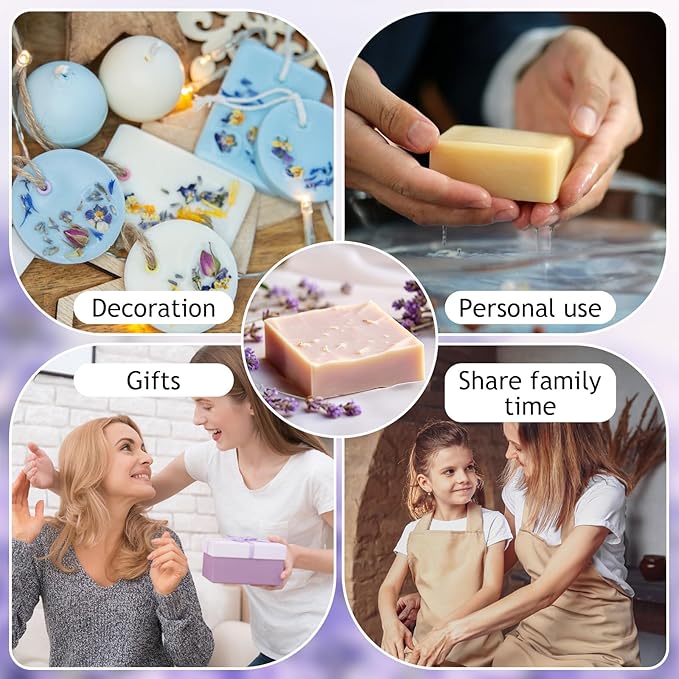 OverZyn Soap Making Kit for Adults, DIY Soap Making Kit Abundant Accessories Contains Mould Soapbase Essential Oils and Dried Flowers Fun Handmade Crafts Beginner Friendly for Homemade Craft