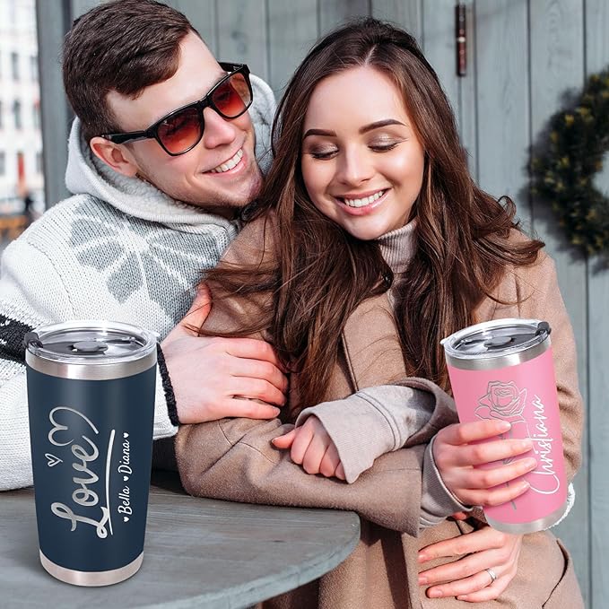 Made in USA - Personalized Tumbler with Engraved Name - Custom Coffee Mug Cup 20 Oz with Lid - Customized Employee Appreciation Gifts - Personalized Gifts for Men Women - Customized By Enterprise