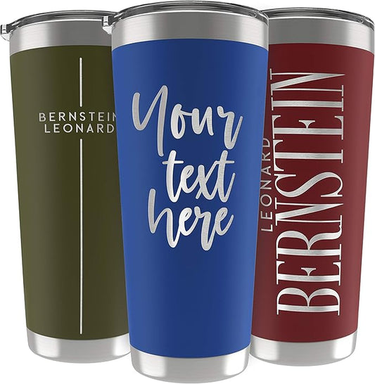 Personalized Gifts For Men - 30 Oz. Custom Tumblers w/Lid, Royal Blue - Insulated Travel Coffee Mugs - Optional Straw Set, Stainless Steel Double Wall Coffee Tumbler, Personalized Cups