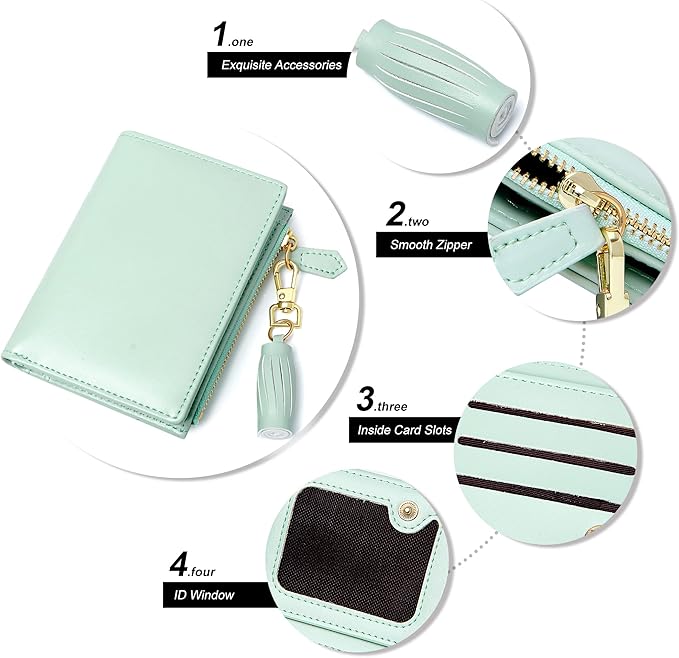 GEEAD Small Wallets for Women Bifold Slim Coin Purse Zipper ID Card Holder