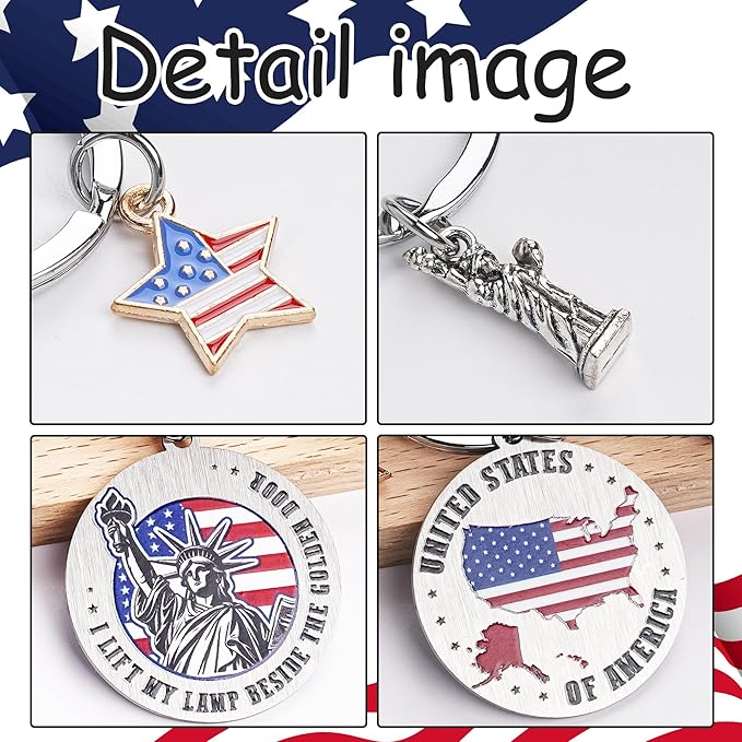 Patriots Gifts American Flag Keychain - America United States Map Keychains, Inspirational USA Souvenir Keyring for Men Women