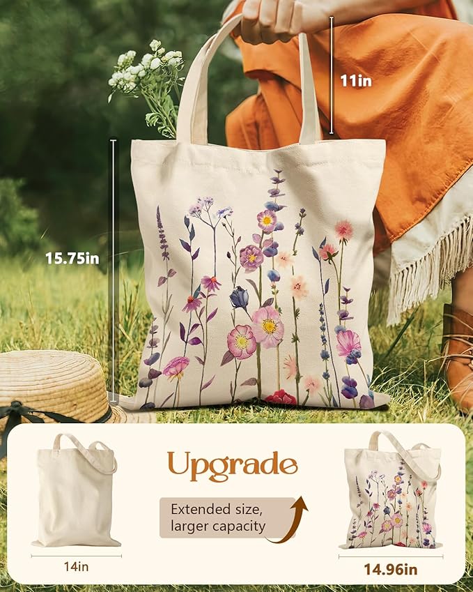 Miss Adola Aesthetic Tote Bag for Girls - with Magnetic Buckle and Zipper Inner Pocket for Women Lady Canvas Cotton Tote Bag